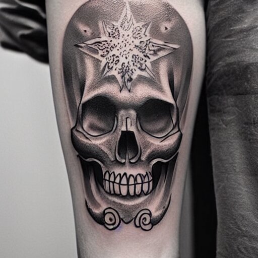 tattoo design, stencil, tattoo stencil, traditional, a world famous tattoo of a geometric skull with a galaxy coming out of the top of its head-s 100