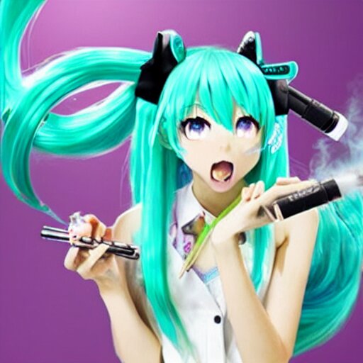 Lexica Hatsune Miku Getting High By Smoking Weed With A Vape Pen