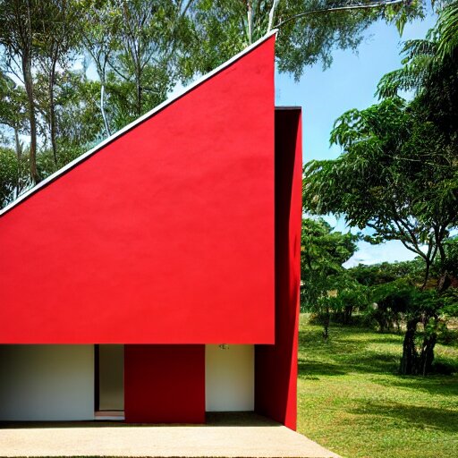 a modern red house in brazil, architecture 