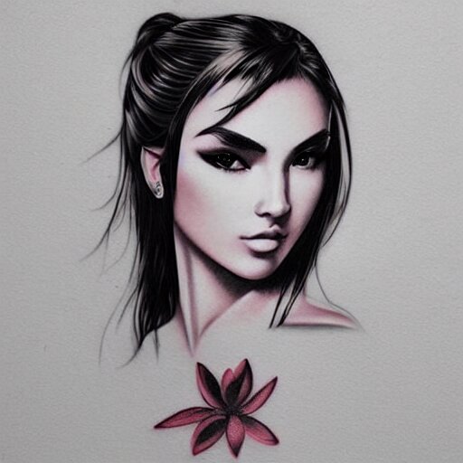 tattoo design, stencil beautiful portrait of a girl by artgerm, artgerm