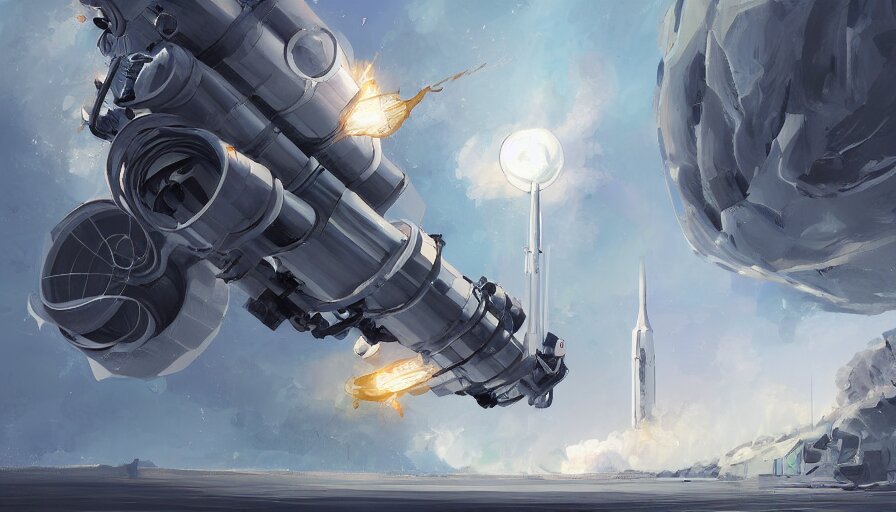 visual storytelling, concept art of rocket engines by jama jurabaev, extremely detailed, trending on artstation, high quality, brush stroke 