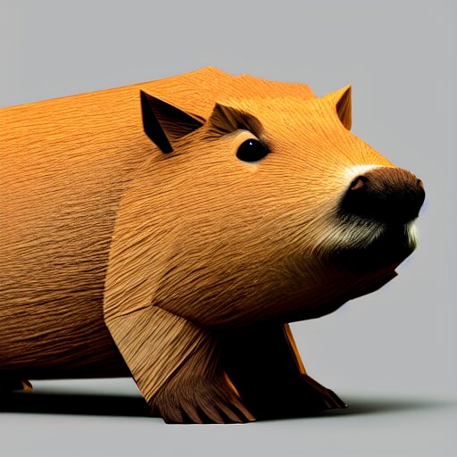 cute low-poly capybara, 4k, hd