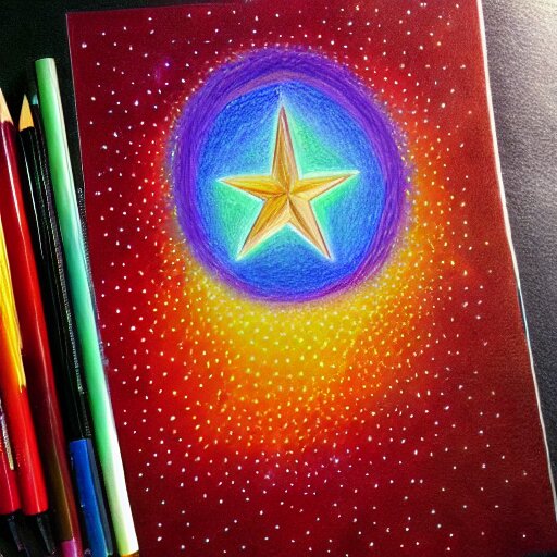  Colored pencil art on paper, Star art abstraction, artstation, MasterPiece, Award-Winning, Caran d'Ache Luminance