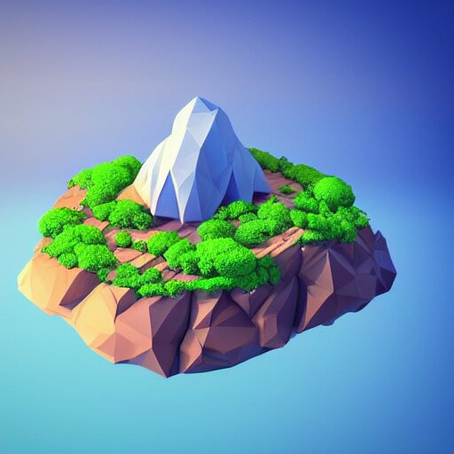 a floating island on an ocean isometric art, low poly art, game art, artstation, 3D render, cgsociety, unreal engine 5