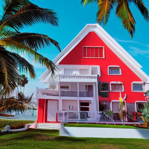 Retro-wave house in beach