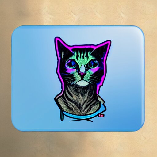 hydro sticker of a cyberpunk cat 