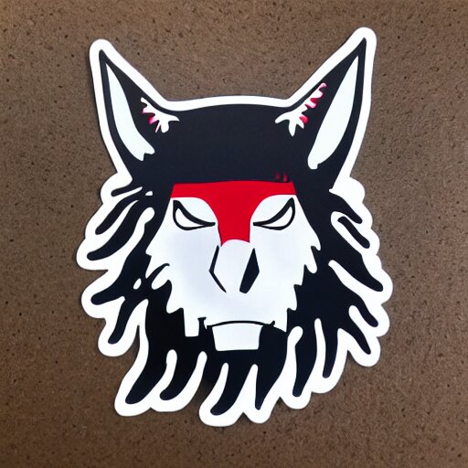 die cut sticker, princess mononoke mask, splatter paint 