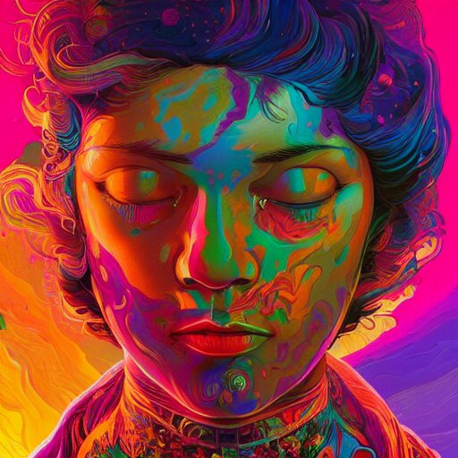 An extremely psychedelic experience, colorful, surreal, dramatic lighting, cosmonaut, LSD, face, detailed, intricate, elegant, highly detailed, digital painting, artstation, concept art, smooth, sharp focus, illustration, art by Sam Spratt, Dan Mumford, Artem Demura and Alphonse Mucha