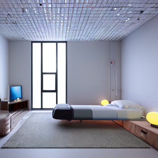 room with computer interfaces on the floor, ceiling and walls, dimly illuminated by led lights, octane render, ray - tracing, 4 k, 3 3 mm 