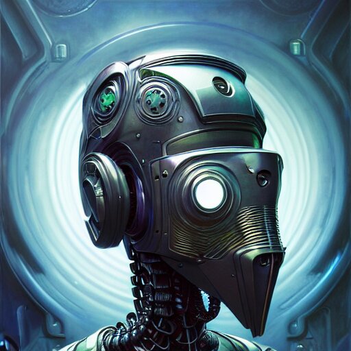 front shot of a cyberpunk gazmask robot character, intricate, elegant, highly detailed, centered, digital painting, artstation, concept art, smooth, sharp focus, illustration, artgerm, Tomasz Alen Kopera, Peter Mohrbacher, donato giancola, Joseph Christian Leyendecker, WLOP, Boris Vallejo