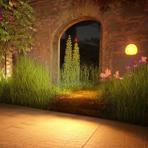 Luminescent flower blooming at twilight, realism, photorealism, f 3.5, photography, highly detailed, vray, volumetric lighting, unreal engine