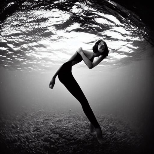 fisheye medium format photograph of a surreal fashion shoot underwater 