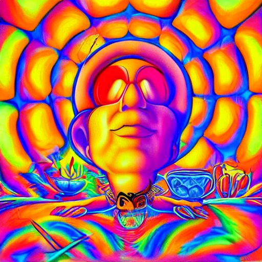 painting of mario relaxing by alex grey, psychedelic, vibrant, digital art, acrylic, 