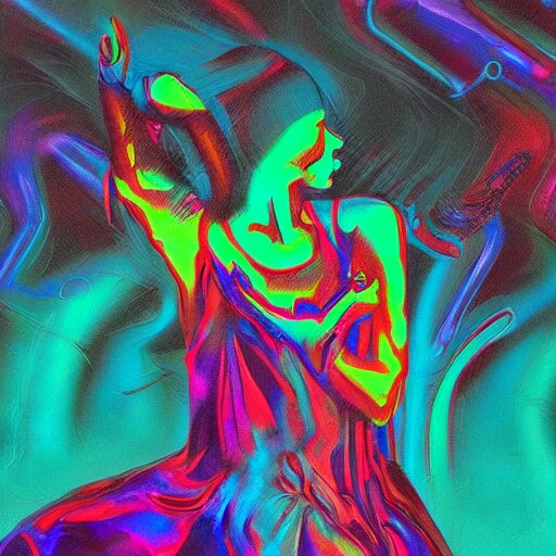 trippy dancing woman, by justin guse and luke brown and justin bonnet, details, instagram digital, artstation 