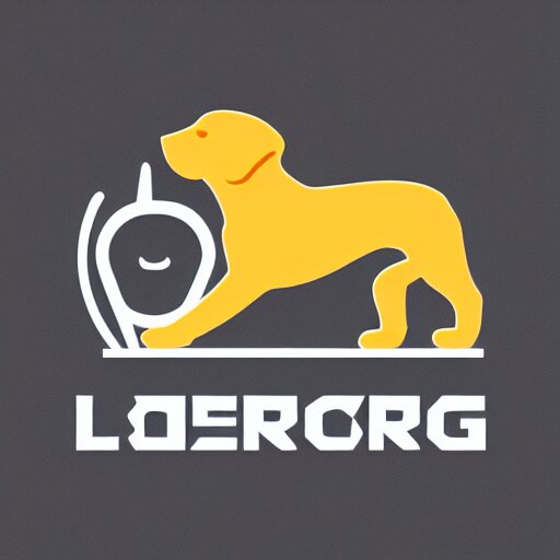 logo of a dog holding a laser gun