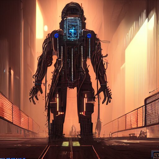 a bionic madman with tubes coming out of every orifice, extremely detailed, cyberpunk lighting, 4k, concept art