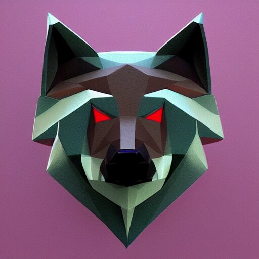 low poly wolf face