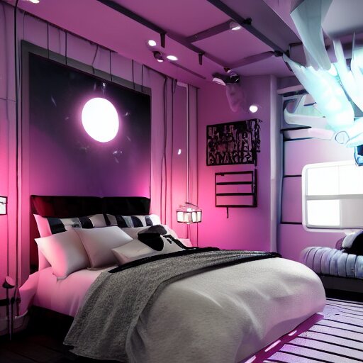 a girl's cozy cyber punk bedroom 