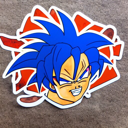 die cut sticker, goku with a strawhat, splatter paint 