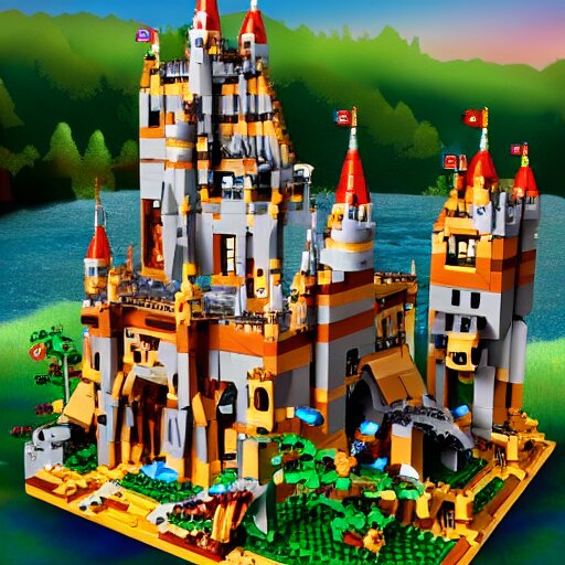 LEGO castle, celestia, eden, river, fantasy artwork, award winning, very very very very very very very beautiful scenery, artstation