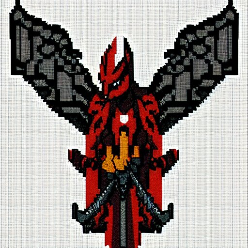 Bahamut in a pixel art style