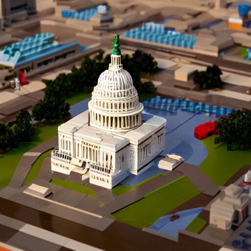 washington dc, capitol building, legos, legoset, vintage, aerial view, double - exposure, 3 d, floodlight, ray tracing reflections 