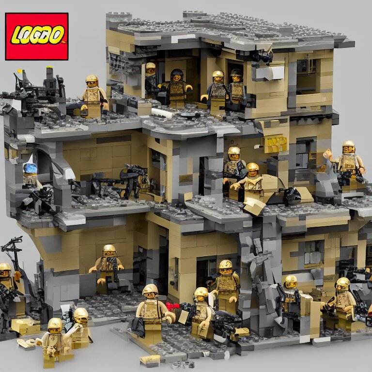 navy seals raid osama bin laden's final hideout in abbottabad, pakistan lego set product marketing, photorealistic, studio lighting, highly detailed 