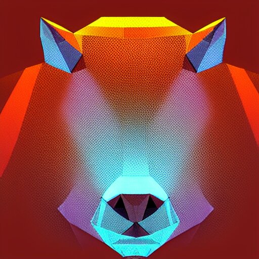 a colorful glowing low poly logo of a capybara 