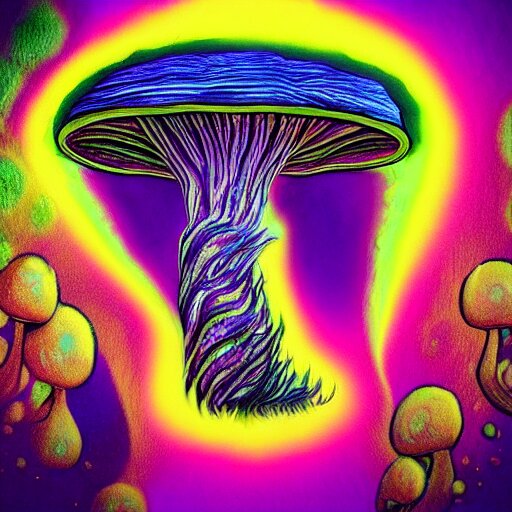 trippy mushroom, by justin guse and luke brown and justin bonnet, details, instagram digital, artstation 