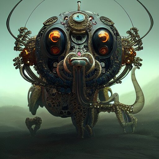 cyborg animal : by michal karcz, daniel merriam, victo ngai and guillermo del toro : ornate, dynamic, particulate, intricate, elegant, highly detailed, centered, artstation, smooth, sharp focus, octane render 