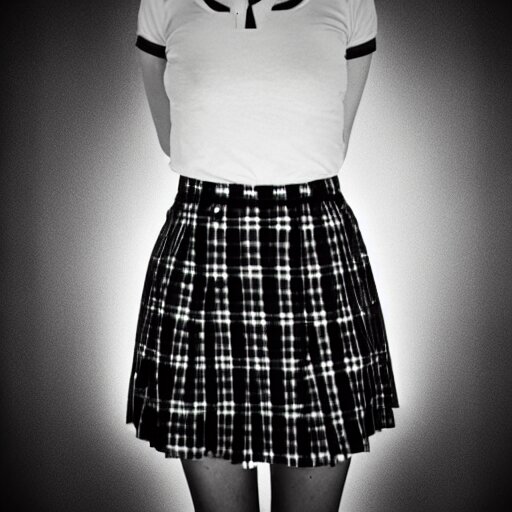 female model teenage goth photography plaid mini skirt band shirt beautiful face, dramatic light darkroom 