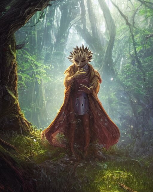 Hedgehog magus, gaia, nature, fairy, forest background, magic th