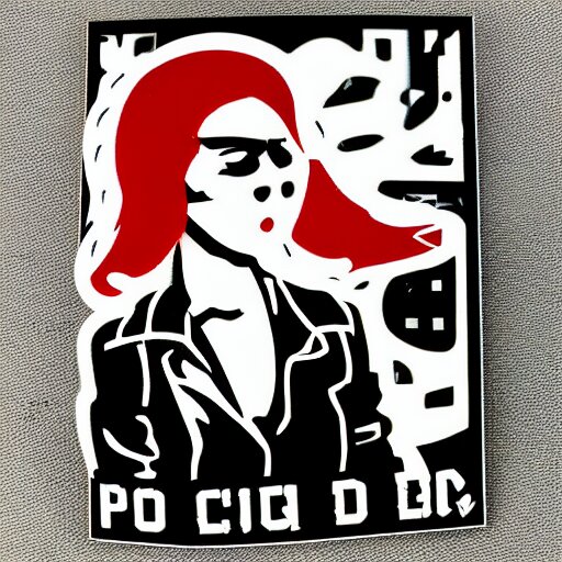 die cut sticker, molotov throwing revolutionary anarchist girl 