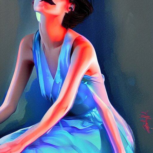 a girl wearing a stylish dress, digital painting, smooth, hd, by tran ross, ambient lighting, details 