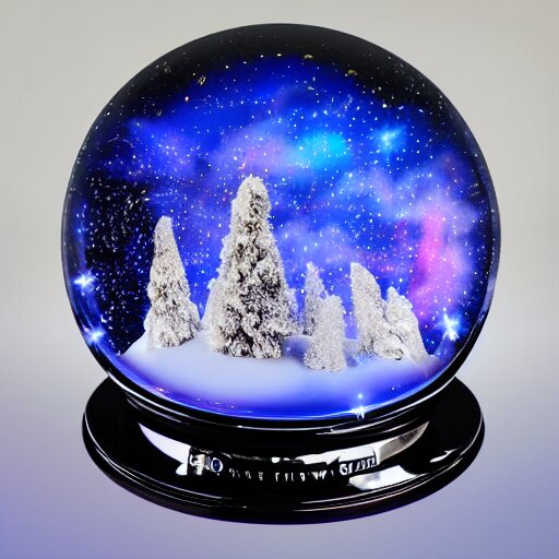 ultra real 8 k snow globe with an amazing galaxy inside 