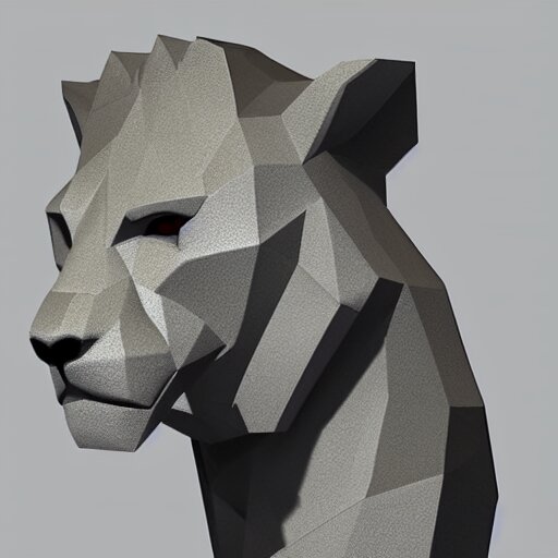 a full body, low poly 2d render of a lion, sideview, ultr hd