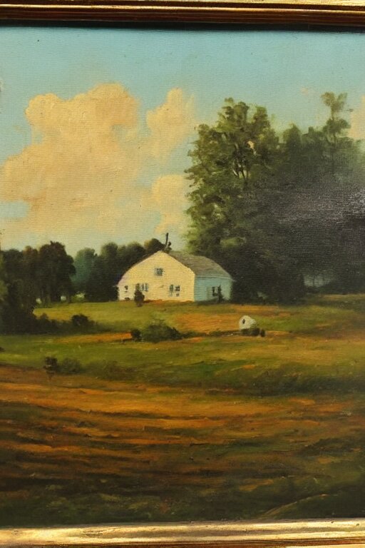 vintage oil painting of a farm landscape 