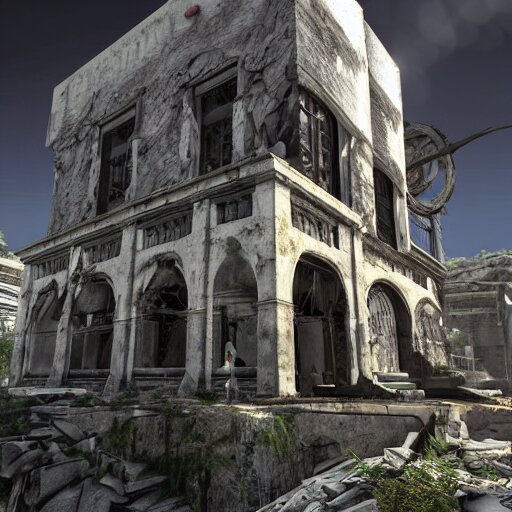 architecture from quake, lovecraftian, liminal space, unreal engine 5, hyper detailed, hyper realistic 