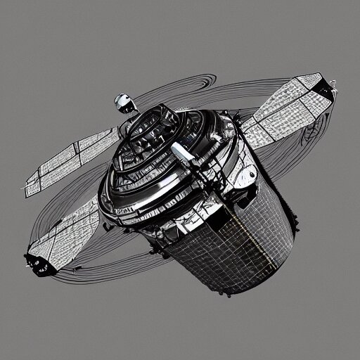 detailed spacecraft in the style of chris bjerre 