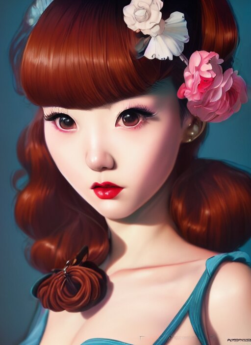 a pin up and beautiful fashion dreamlke japan girl with lv jewelry, character art, art by artgerm, wlop, loish, ilya kuvshinov, hyperdetailed, 8 k realistic, symmetrical, global illumination, radiant light, frostbite 3 engine, cryengine, dof, trending on artstation, digital art, chanel, dior, fantasy and detailed and intricate background 