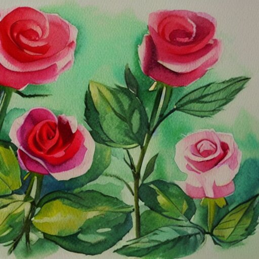 watercolor little roses 