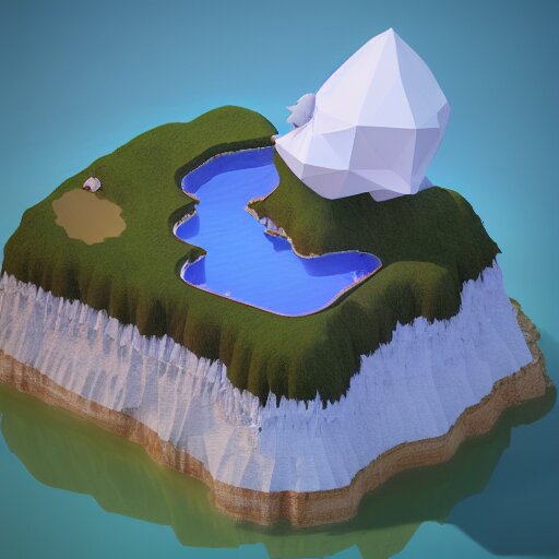 a floating island on an ocean isometric art, low poly art, game art, artstation, 3D render, high detail, cgsociety, unreal engine 5