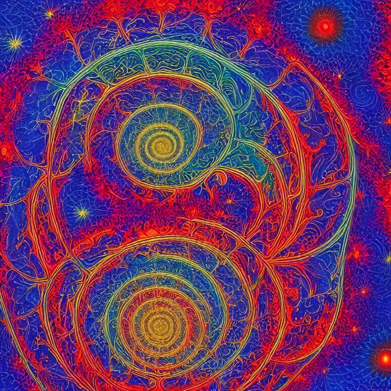 portrait of a person psychedelic fractal soul on fire deep space galaxy fibonacci lateralus within award winning painting by alex grey symmetrical 