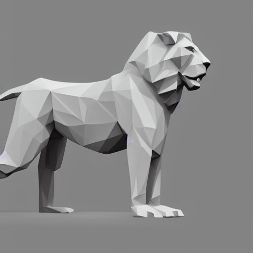 a full body, low poly 2d render of a lion, sideview, ultr hd