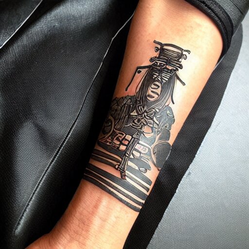 samurai wraped chain, art inkstyle ink 