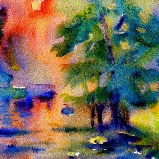 impressionist painting but in watercolor 