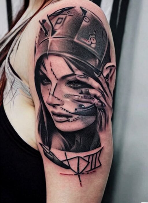 tattoo of a cyberpunk female