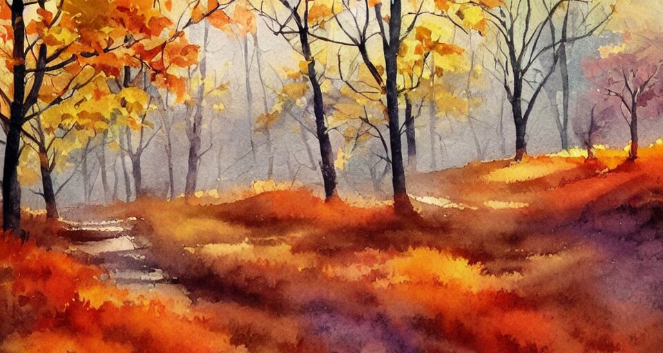 autumn watercolor by arti chauhan trending on artstation 