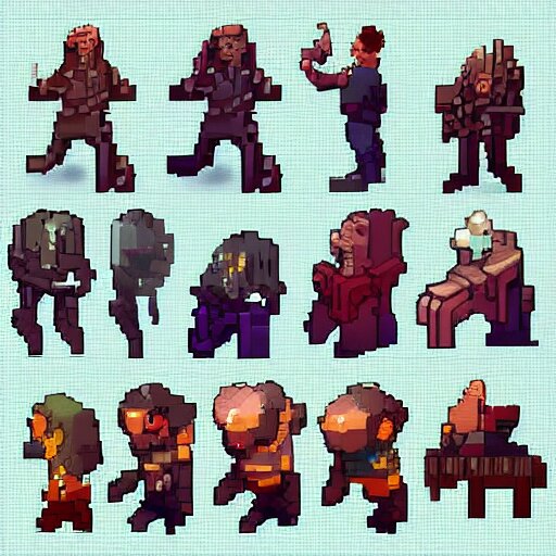 concept art for a magic mechanic, character design, artstation trending # pixelart 