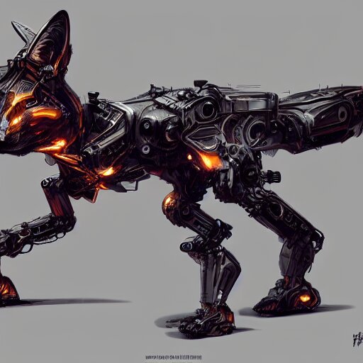 a mechanical robotic fox by viktor antonov, dishonored, concept art, intricate, detailed, dramatic, artstation, colorful 